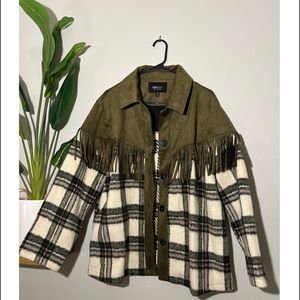 Sweet Rain Western Style Tasseled Flannel Jacket